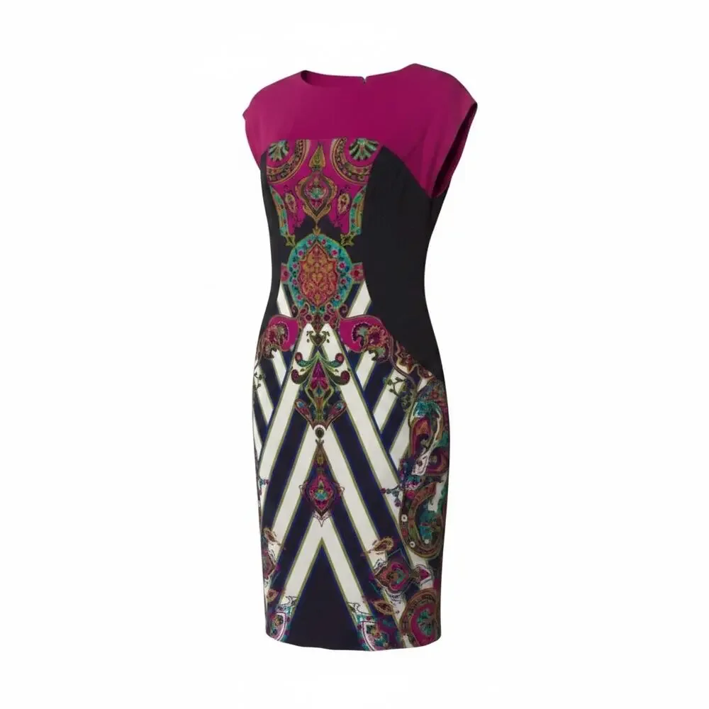 ✨🛍️ Etro Multicolor Paisley and Striped Midi Dress - Size 10 - Picture 2 of 5